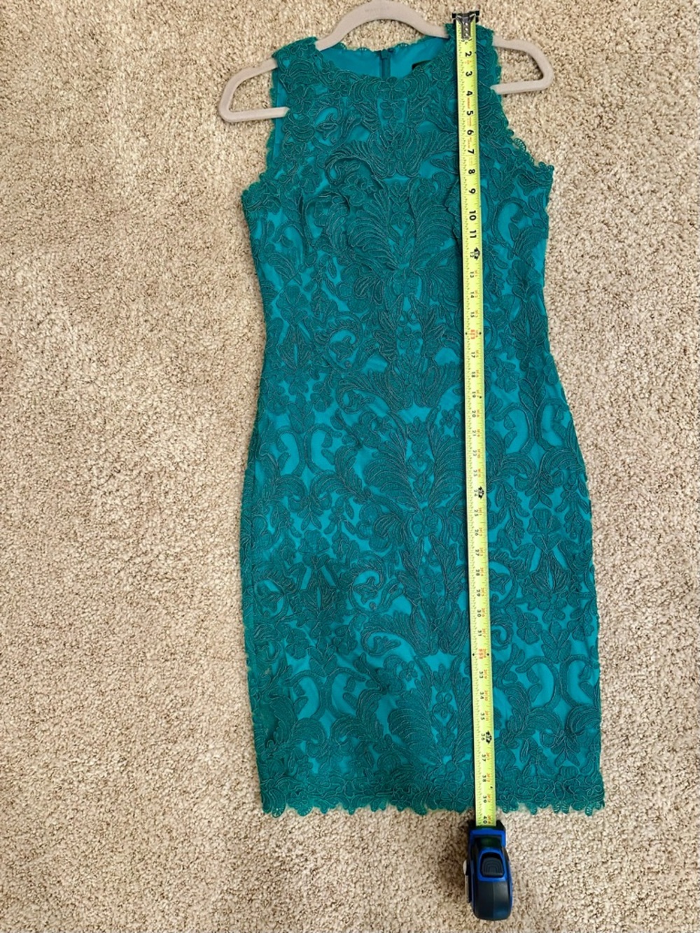NWT Tadashi Shoji Emerald Lace Sleeveless Mini Dress - Picture 12 of 12